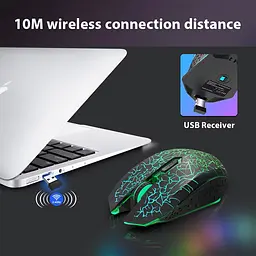 Безпровідна ігрова мишка Qukam RGB підсвічування USB Charge з вбудованим акумулятором Black - мініатюра 4