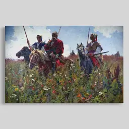 Інтер'єрна картина Тарас Бульба, Олександр Бубнов, козаки, Україна, історія, 38×60 см (id7301)