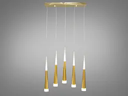 Люстра стельова LED Diasha 3002/5G, 18W, золота, сучасний стиль для високих стель, 5 ламп, 990 лм, IP20