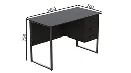 Комп'ютерний стіл Гаррі 75x140x70 чорний ДСП Сосна Кембра 32мм FRD-103570 - мініатюра 3