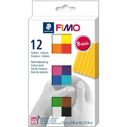 Полімерна глина Fimo в наборі, 12 кольорів по 25 г., Basic Colours, (8023C12-1)