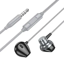 Дротові навушники Hoco M125 Smart metal універсальні earphones with microphone, 3.5mm, 1.2m, metal-grey - мініатюра 2
