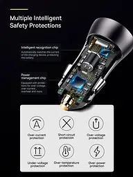 Автомобільний зарядний пристрій Baseus Golden Contactor Max Dual Fast Charger Car Charger U+C 60W Dark Gray (CGJM000113) [77942] - мініатюра 5