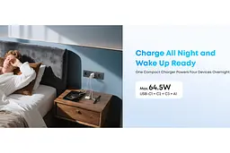 Зарядний пристрій Anker A121-CG11 GAN Charger 70 W, 3xUSB-C, 1xUSB-A, Black - мініатюра 9