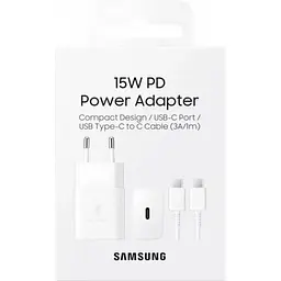 Мережевий зарядний пристрій Samsung 15W PD + Cable USB-C to USB-C White [EP-T1510XWEGEU] [65028] - мініатюра 5