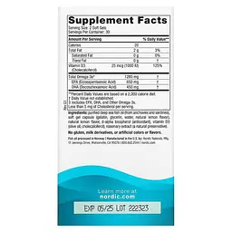 Риб'ячий жир + Д3 Nordic Naturals Ultimate Omega-D3 1000 мг 60 капсул Лимон - мініатюра 3