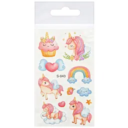 Тимчасові тату для дівчаток Єдиноріг з глітером Bambi FG240408084A-3, 6,8х12 см