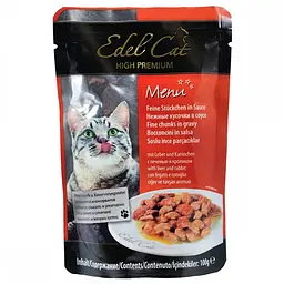Вологий корм для котів Edel Cat pouch 100 г (печінка та кролик у соусі)