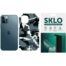 Захисна плівка SKLO Back (тил+грани без углов+лого) Camo для Apple iPhone 13 mini (5.4) Блакитний / Army Blue
