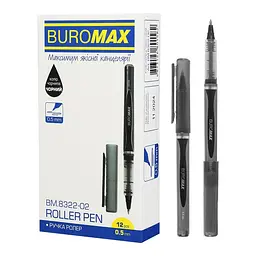 Ручка-ролер Buromax чорний 0.5 мм упаковка 12 шт. (BM.8322-02)