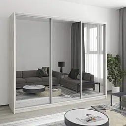 Шафа-купе тридверна MebelStar Уні AL 3 Дзеркала 250x60x210 см Аляска сірий (MBS-3141)