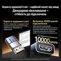 Відеоперехідник UGREEN DP130 DisplayPort - HDMI 4K 30 Гц темно-сірий (55928) - мініатюра 8