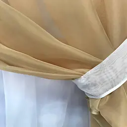 Короткий тюль для кухні бежево-білого кольору на тасьмі 1,7м на 3м ALBO pbe0052785 - мініатюра 7