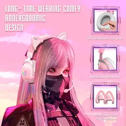 Навушники Onikuma X11 Gaming CAT with LED ігрові з вушками котячими фіолетові - мініатюра 7