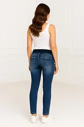 Джинси для вагітних slim fit з бандажним поясом для майбутніх мам стрейчеві завужені L (48) EkoMama синій - мініатюра 2