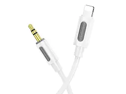 Кабель Borofone BL20 Silicone Digital Audio Conversion Cable Lightning to AUX 1m White (6941991114403)