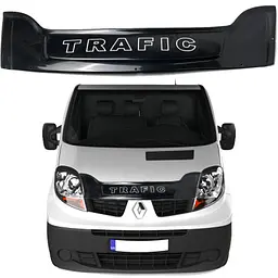 Дефлектор капоту мухобійка Renault Trafic 2001-2014 (Коротка 170 мм) Широка Voron Glass (MR10301E) - мініатюра 8