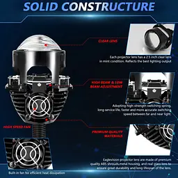 Автомобільні BI-LED лінзи D2.5" дюйми D65 мм A4 40 50Вт 5500К 2 шт. - мініатюра 2