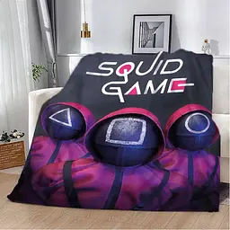 Плед плюшевий м'який 3D Гра в кальмара SQUID GAME 160х200 см