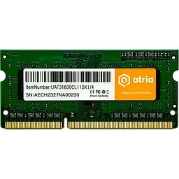 Модуль пам'яті ATRIA DDR3 4Gb 1600MHz sodimm UAT31600CL11SK1/4 (UAT31600CL11SK1/4)