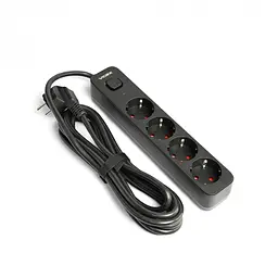 Подовжувач мережевий Videx Oncord з кнопкою з/з 4п 3 м 3x1.5 мм black (VF-PD43G-B) - мініатюра 2