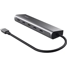 USB-Хаб Trust Halyx USB-C 5xUSB-C , Алюміній, 0.1м, сірий (25136_TRUST) - мініатюра 2