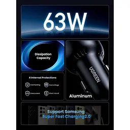 Зарядний пристрій UGREEN CD239 63 Вт з портом USB-C 45 Вт/USB-A 18 Вт Black (90645) - мініатюра 5