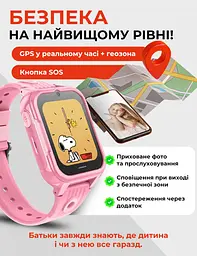 Дитячий смарт годинник D38 з SIM картою, GPS, прослуховуванням, відеодзвінком,  4G  Play Market, операційна система Android OS рожевий - мініатюра 4