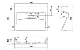 Умивальник VBI Este підвісний без отвору під змішувач 50x38 см black VBI-019904 - мініатюра 2
