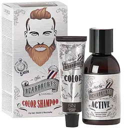 Набір для фарбування волосся, бороди та вусів Beardburys 5N відтінок світло-коричневий 30 мл/45 мл