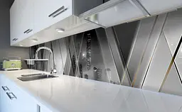 Кухонний фартух Дзеркальний Місто вінілова наклейка для кухні Абстракція Сірий 60х200 см Happy Pocket Z181368 - мініатюра 6