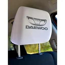 Чохли для підголівників Daewoo Універсальні Білі Кольоровий логотип 2 шт - мініатюра 2