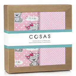 Пелюшки багаторазові Cosas дитячі Girl Bear 2 шт., 80х100 см, рожеві