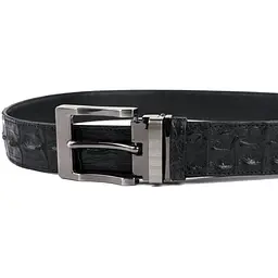 Ремінь класика з натуральної шкіри крокодила чорний CROCODILE LEATHER 18018 117 см - мініатюра 3