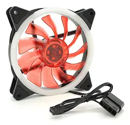 Кулер корпусний Voltronic BJ12025 DC sleeve fan 3-контактний + 4-контактний, 120 × 120 × 25 мм, 12 В, 1200 об/хв, Red, двосторонній - мініатюра 1