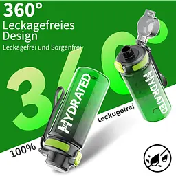 Пляшка для води Hydrated Water Bottle 1000 мл Tritan Green Black - мініатюра 4