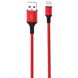 USB Кабель XO NB143 Lightning Braided 2.4A 1.0m Чорний/Червоний