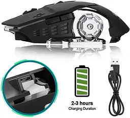 Безпровідна ігрова мишка T2 RGB підсвічування USB Charge + Bluetooth безшумна з вбудованим акумулятором Black - мініатюра 4