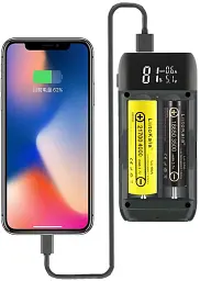 Зарядний пристрій LiitoKala Lii-MP2 з функцією Power Bank для акумуляторів АА, ААА, 18650, 21700 Li-Ion, IMR, INR, ICR Black (19423) - мініатюра 5