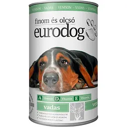 Вологий корм EuroDog Venison для собак: шматочки в желе з олениною, 1,24 кг