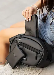 Сумка через плече жіноча бананка Sambag Flex чорна 30 × 17 × 10 см (85351001) - мініатюра 6