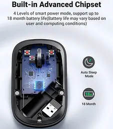 Мишка UGREEN 2.4GHz MU001, бездротова, 4000dpi., 3кн., чорна - мініатюра 5