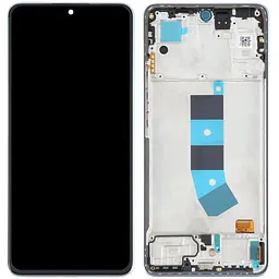 Дисплей Xiaomi Redmi Note 13 4G чорний, Amoled, оригінал PRC переклеєне скло, з рамкою синього кольору, Ice Blue