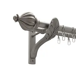 Карниз Orvit Таджа металевий дворядний ретро гладка труба кільце металеве Сатин 25\19 мм 300 см (00-00011334)