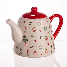 Порцеляновий чайник для заварювання Yiwu Merry Christmas 1 літр horeca CR-1-15 - мініатюра 2
