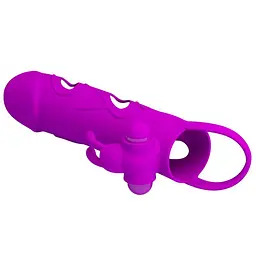 Насадка на пеніс Pretty Love Vibrating Penis Sleeve 14 см фіолетовий - мініатюра 5