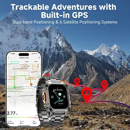 Чоловічий розумний годинник з GPS, Bluetooth дзвінками, компасом та двома ремінцями - мініатюра 4