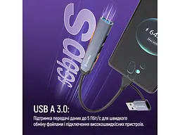 Мультипортовий адаптер ColorWay USB-A/USB-C 4-in-1 USB2.0х2/USB3.0/USB-C2.0 (CW-HUB06) - мініатюра 8