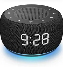 Настільний годинник з FM-радіо Buffbee BK11S з LED дисплеєм та нічником на 7 кольорів чорний (SKU-119)