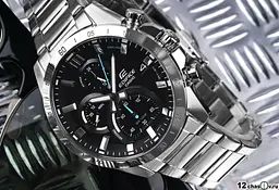 Стильні чоловічі сталеві наручний годинник Casio оригінал Японія Edifice EFR-571D-1AVUEF зі сталевим браслетом - мініатюра 2